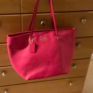 Coach Crossgrain hot pink tote